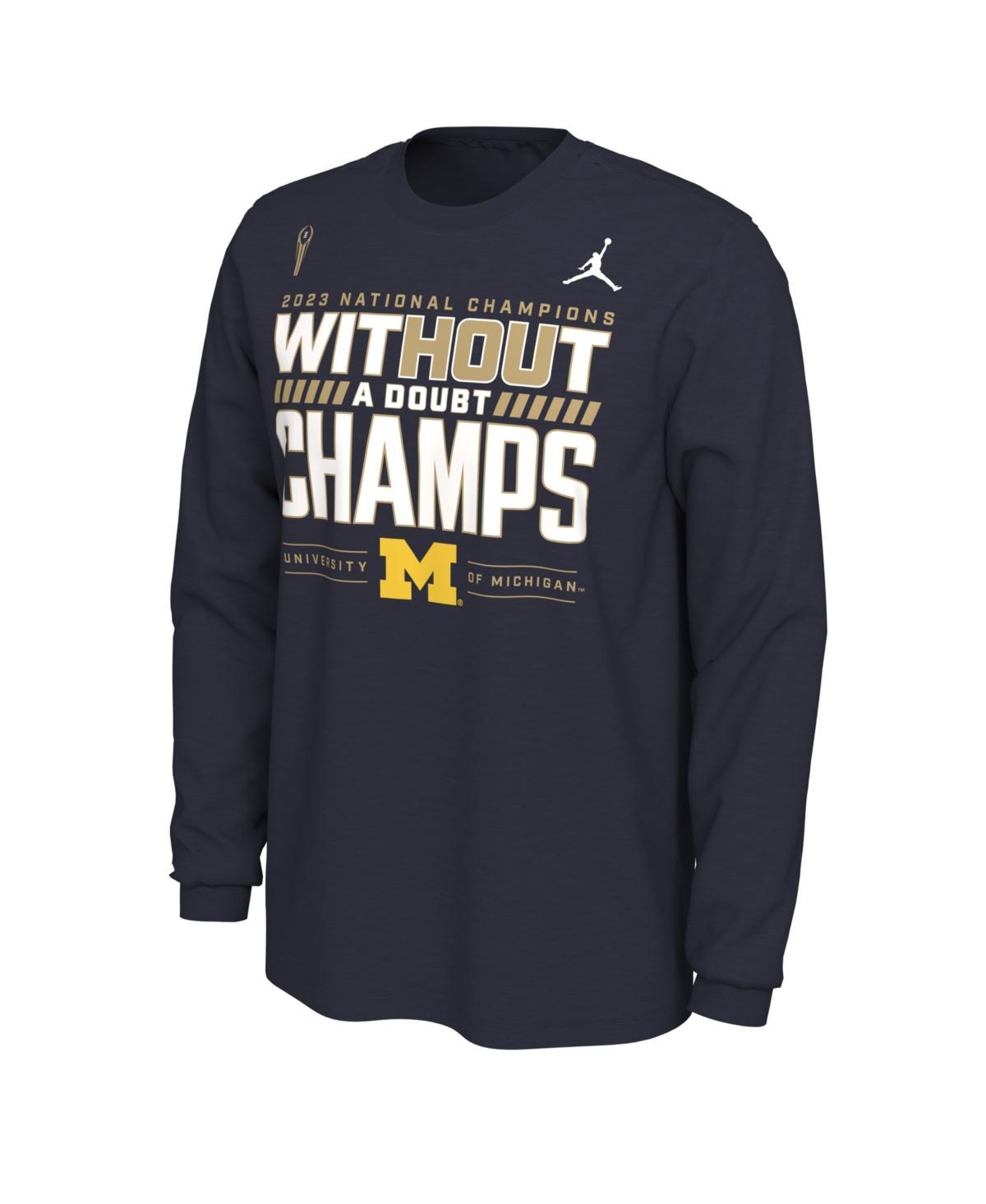 Mens Jordan Navy Michigan Wolverines College Football Playoff 2023 National Champions Locker Room Long Sleeve T-shirt Product Image