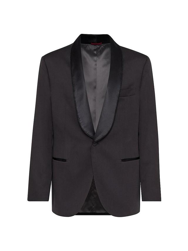 Mens Silk Twill Tuxedo Jacket with Shawl Lapels and Piping Product Image