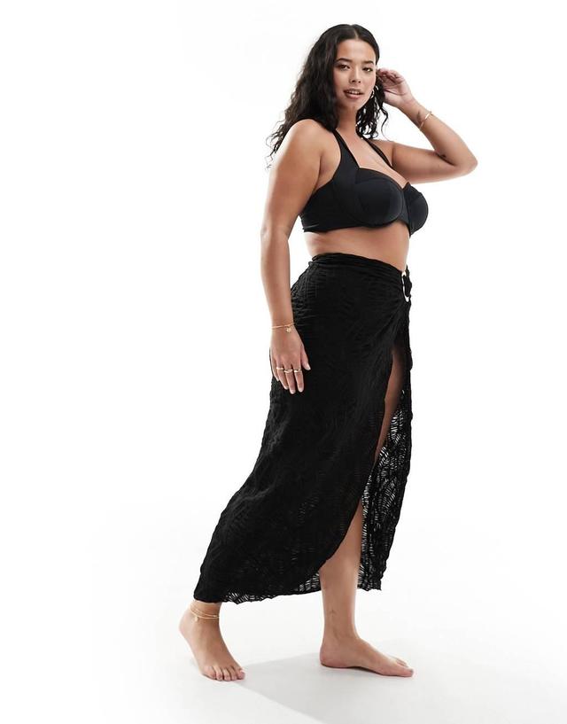 South Beach Curve textured midi beach sarong with gold hardware detail  Product Image