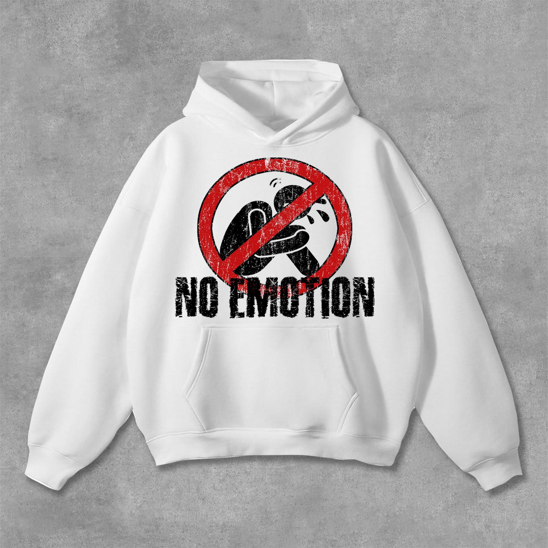 No Emotion Graphics Print Pocket Hoodie Product Image