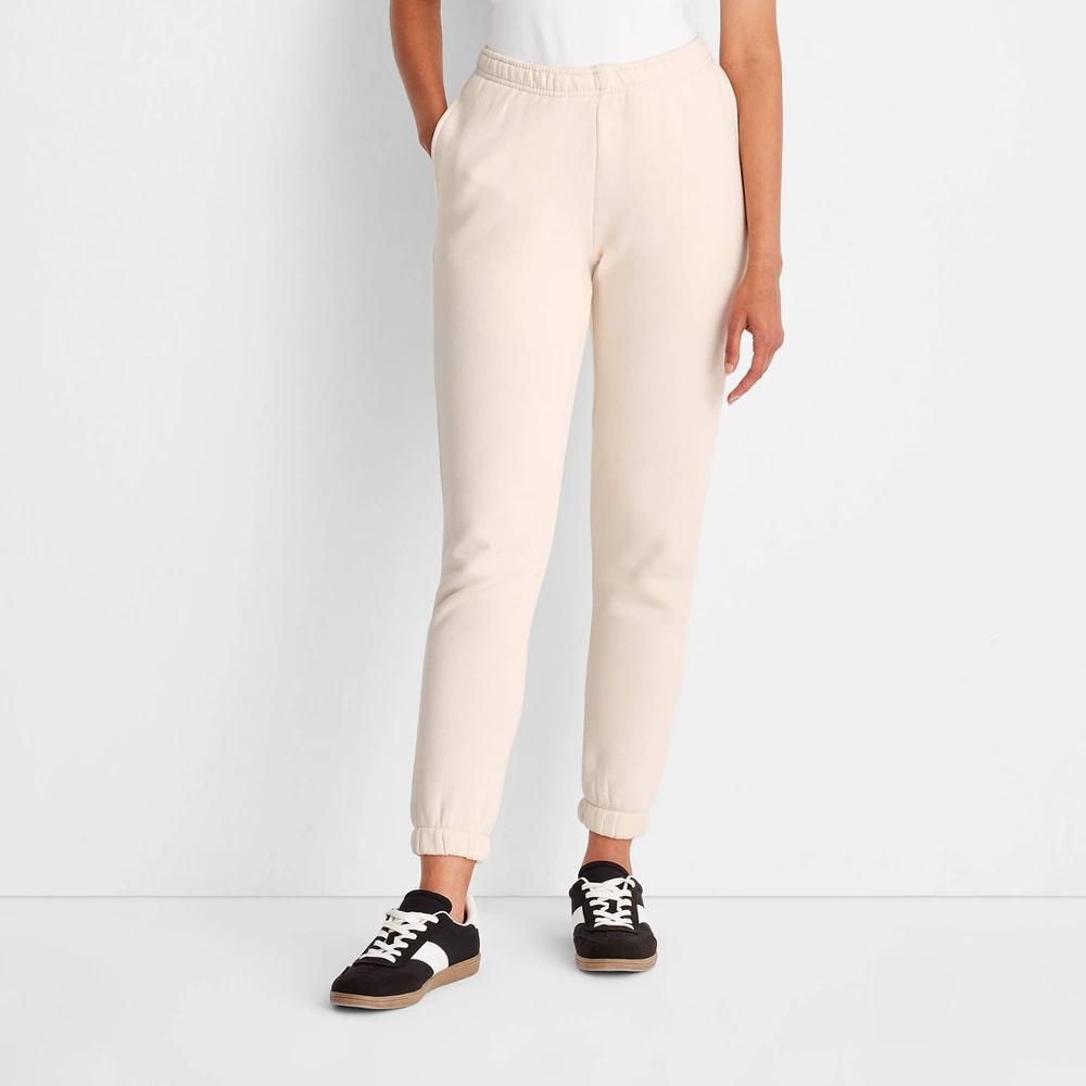 Womens Leisure Studio Mid-Rise Essential Joggers - Universal Thread Cream L Product Image