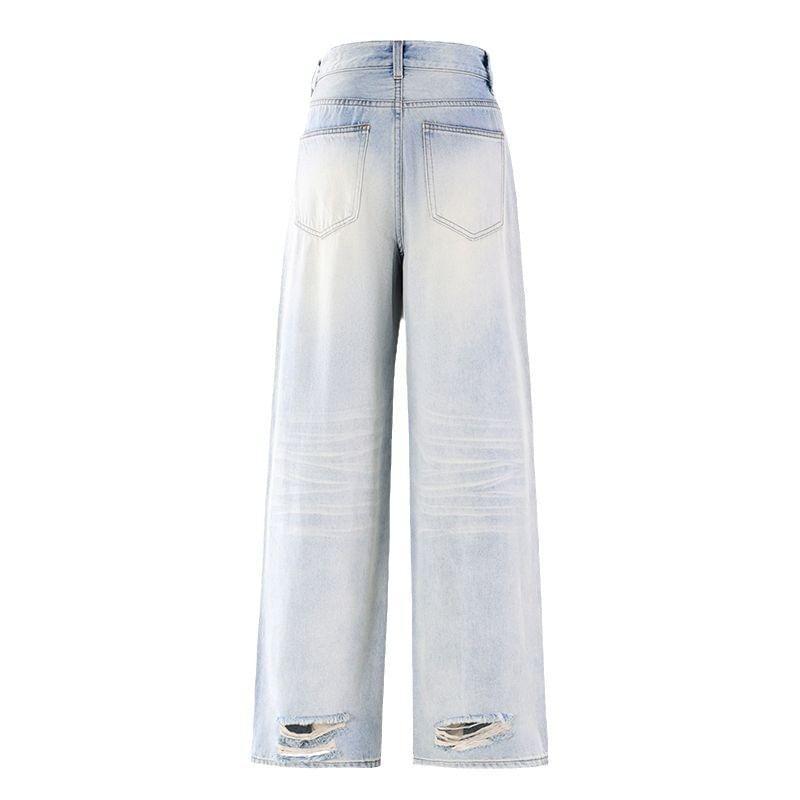 High Rise Washed Distressed Wide Leg Jeans (Various Designs) Product Image