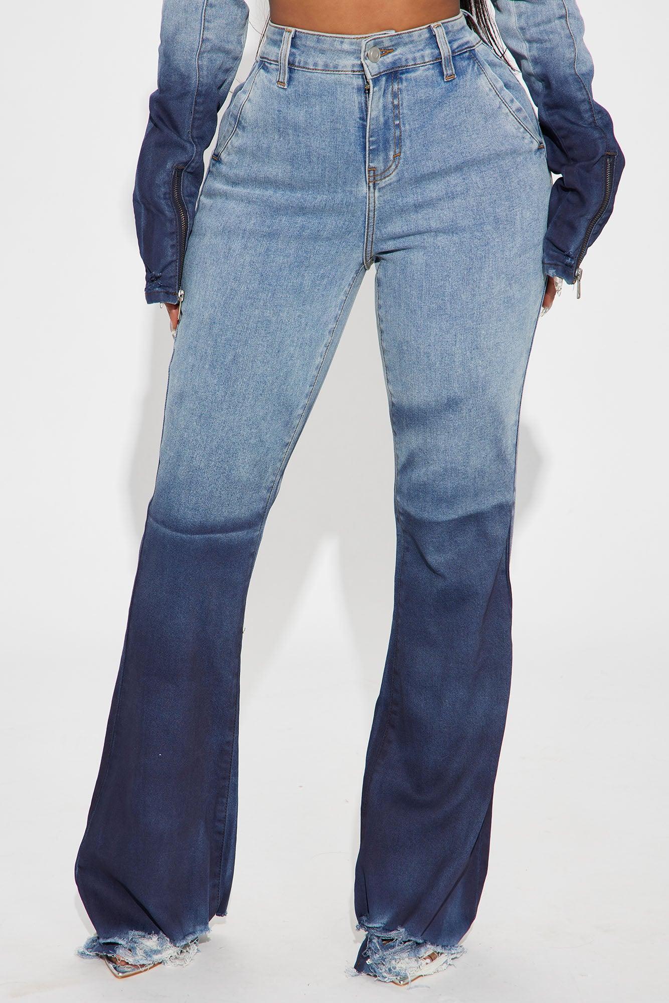 Out Of Reach Ombre Straight Leg Jeans - Medium Wash Product Image