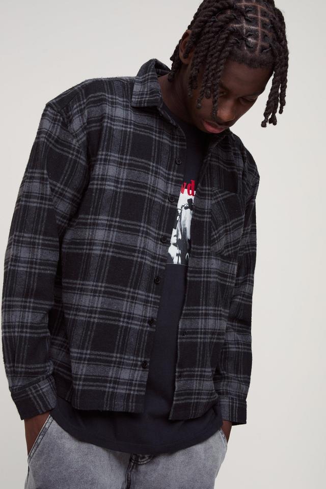 Oversized Heavy Weight Flannel Shirt Jacket | boohooMAN USA Product Image