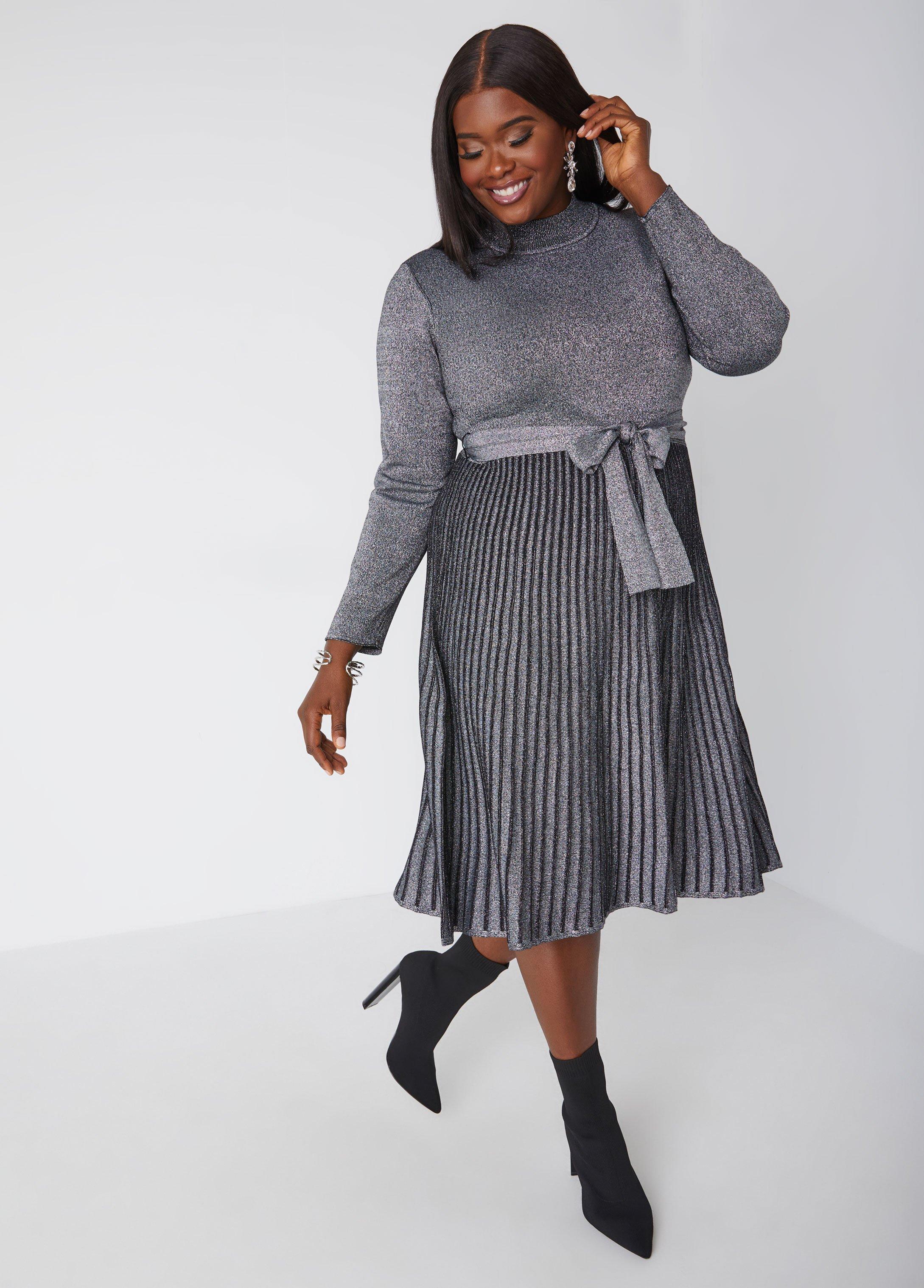 Pleated Lurex™ Sweater Dress Product Image