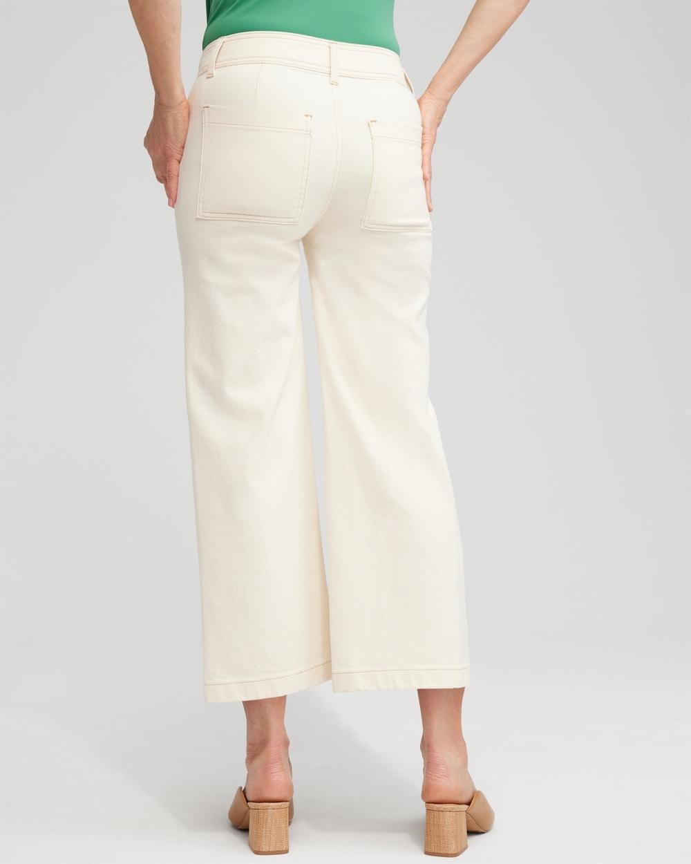 Petite Cropped Seeded Wide Leg Denim Product Image