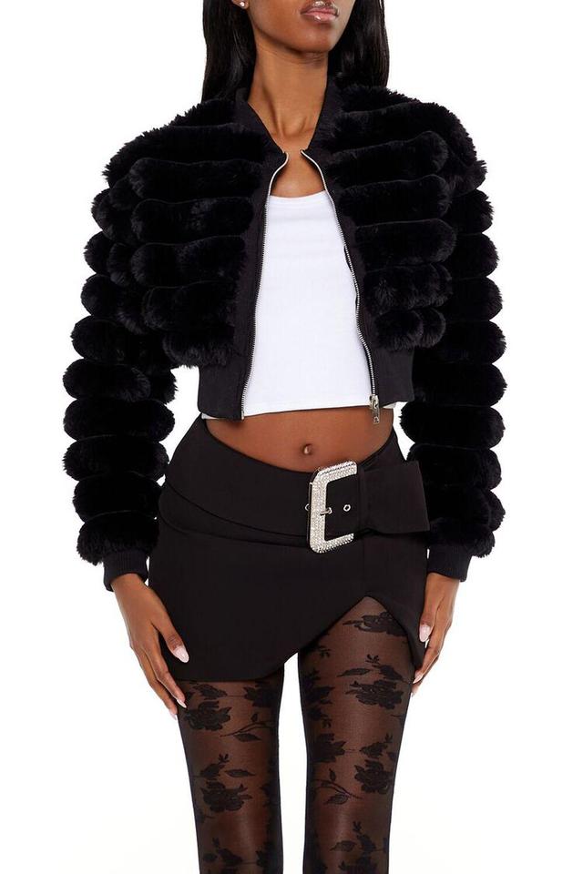 Faux Fur Cropped Bomber Jacket | Forever 21 Product Image