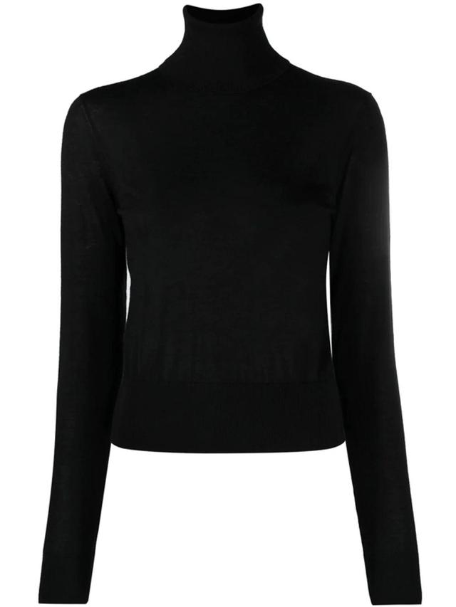 Black Pullover Silk Cashmere Turtleneck Sweater Product Image