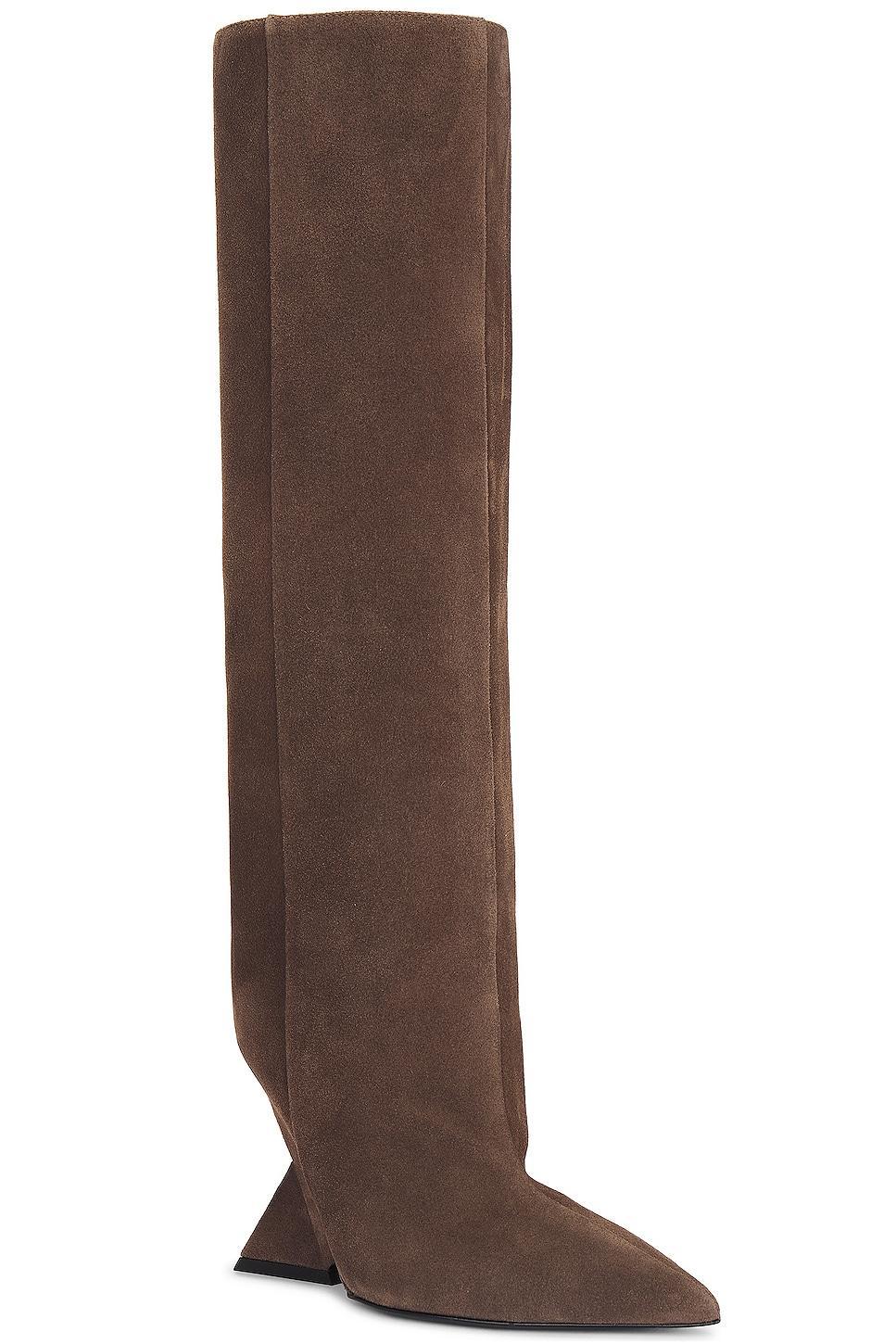 THE ATTICO Cheope Tube Boot in Dark Grey - Taupe. Size 36 (also in 36.5, 37, 41). Product Image