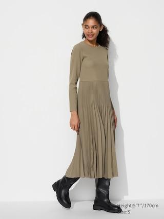 Womens Combination Dress Beige Medium UNIQLO US Product Image