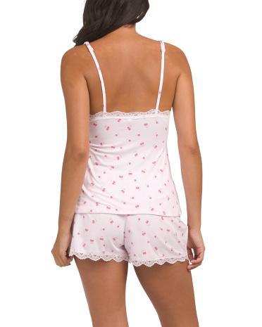 Lace Trim Camisole And Shorts Pajama Set for Women Product Image