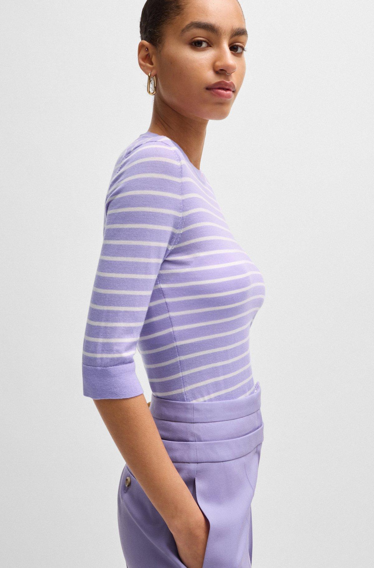 Merino-wool sweater with breton stripes Product Image