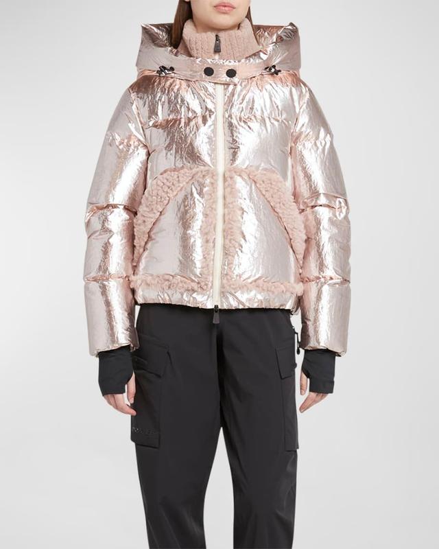 Trevelin Metallic Puffer Jacket with Shearling Trim Product Image