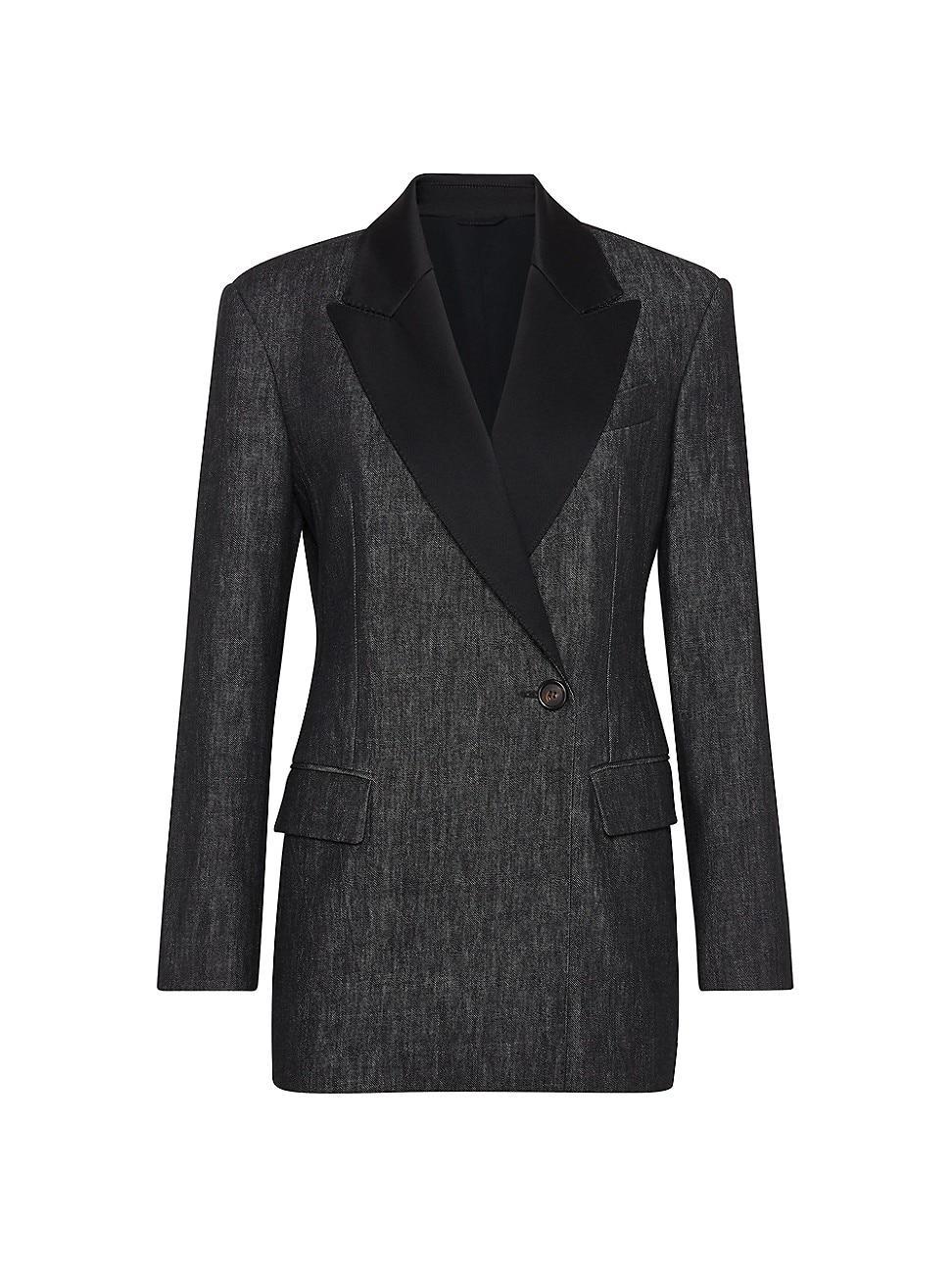 Womens Cotton Denim Effect Twill Blazer Product Image