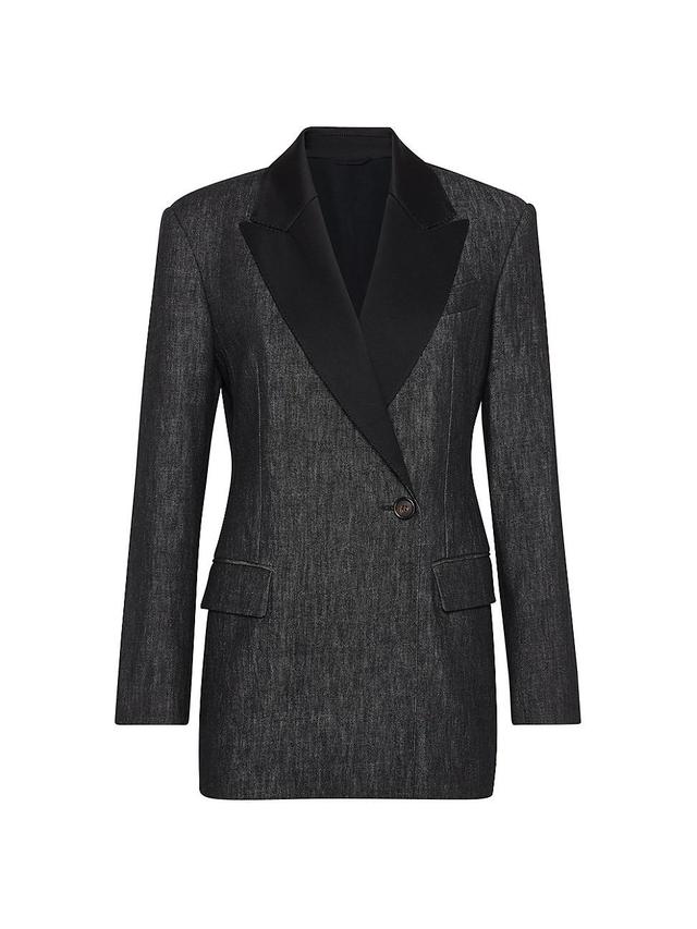 Womens Cotton Denim Effect Twill Blazer Product Image