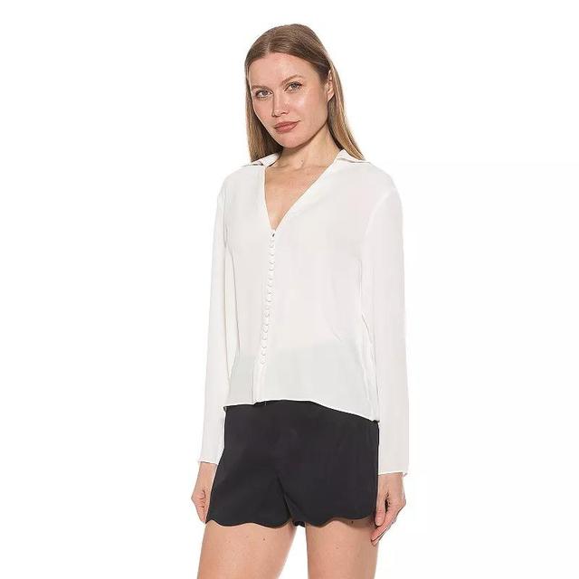 Womens ALEXIA ADMOR Lori Long Sleeve V-Neck Shirt Product Image