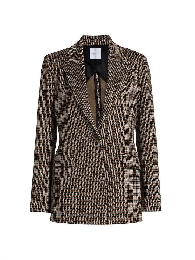 Womens Houndstooth Peak Lapel Blazer Product Image