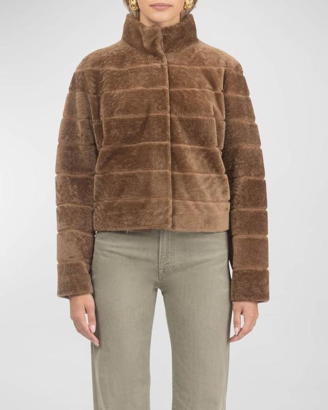 Reversible Textured Lamb Shearling Jacket Product Image