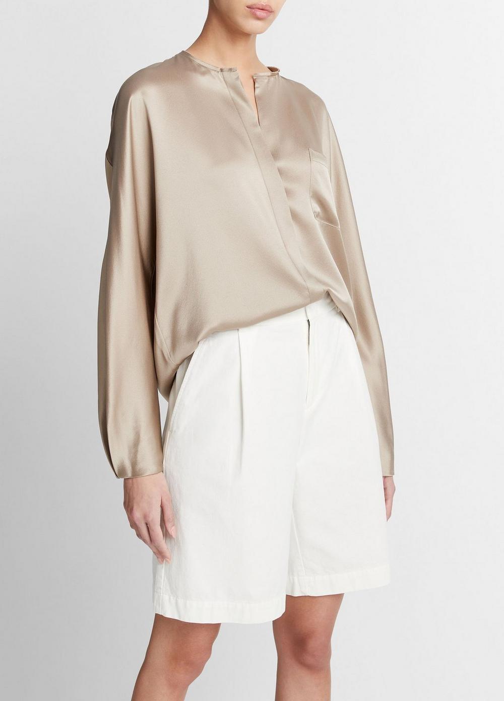 Silk Raw-Edge Button-Front Blouse Product Image