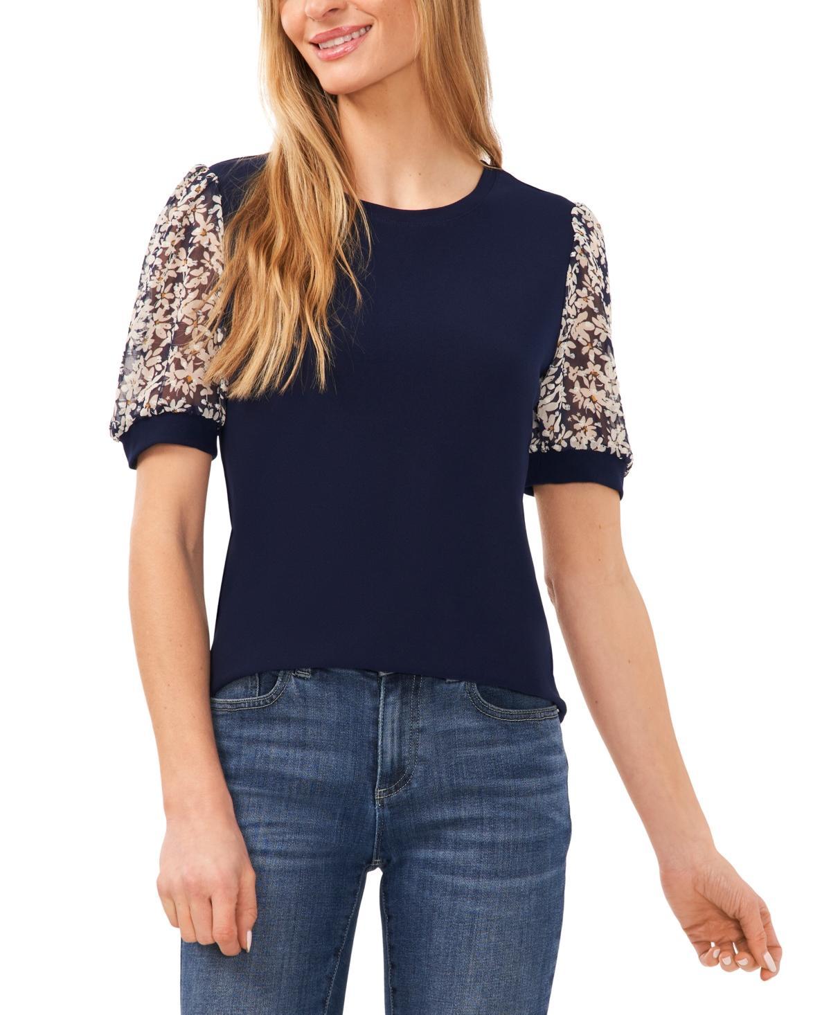 Women's Daisy Mixed Media Short Sleeve Top Product Image