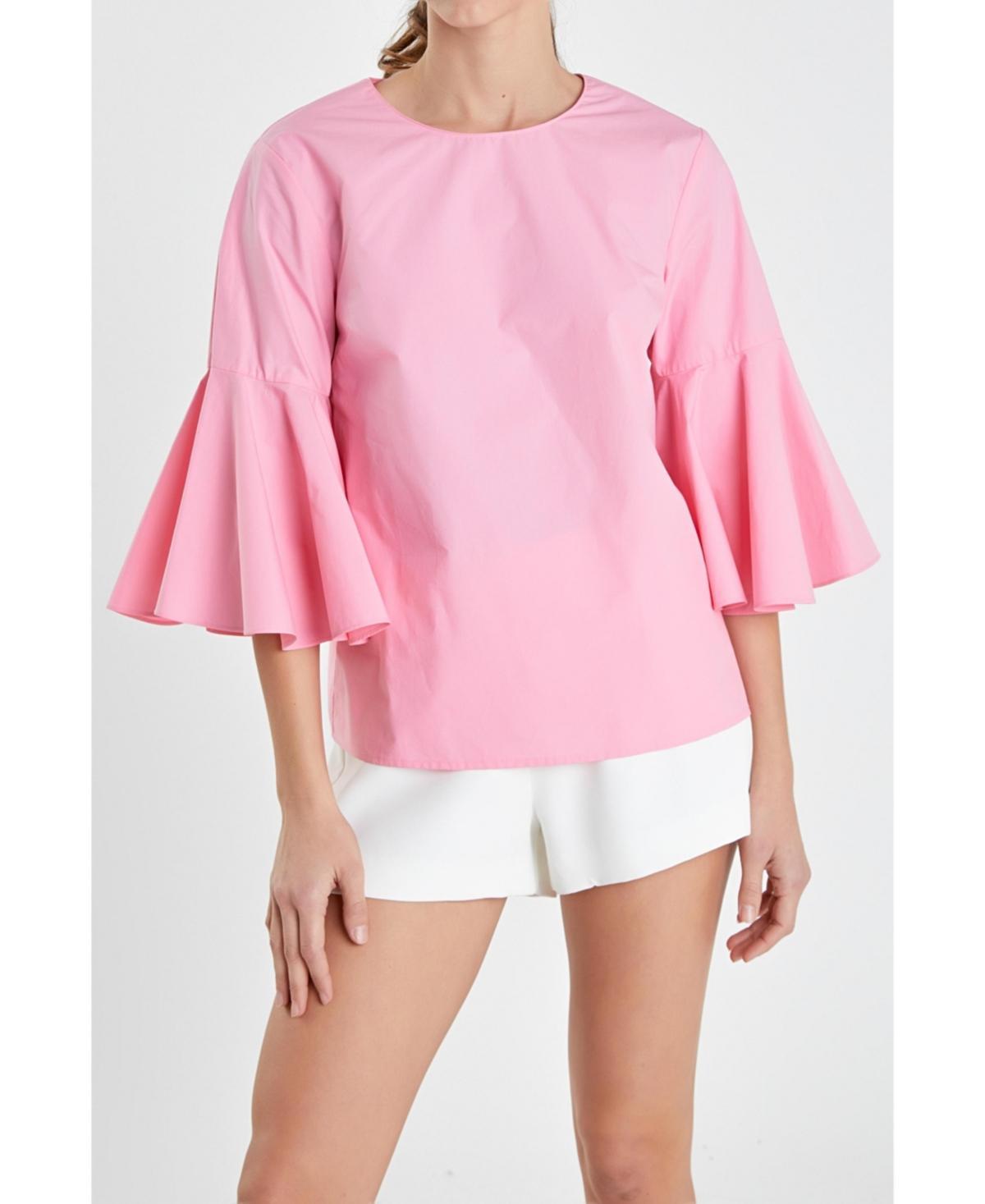 Womens Ruffled Cotton Blend Top Product Image