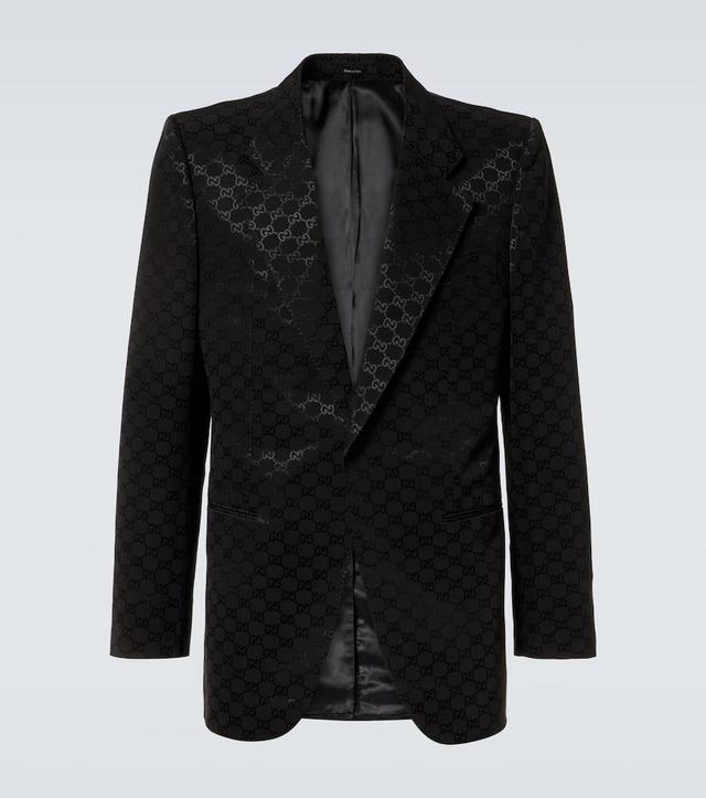 GUCCI Gg Canvas Cotton-blend Blazer In Black Product Image