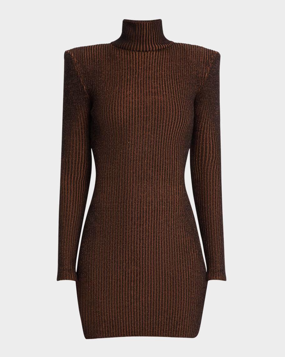 Moda Rib-Knit Turtleneck Mini Dress Product Image