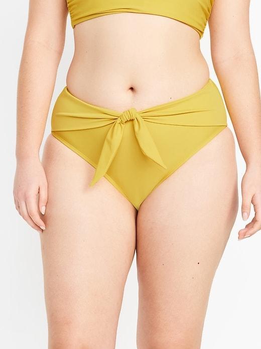 High-Waisted Bikini Swim Bottoms Product Image