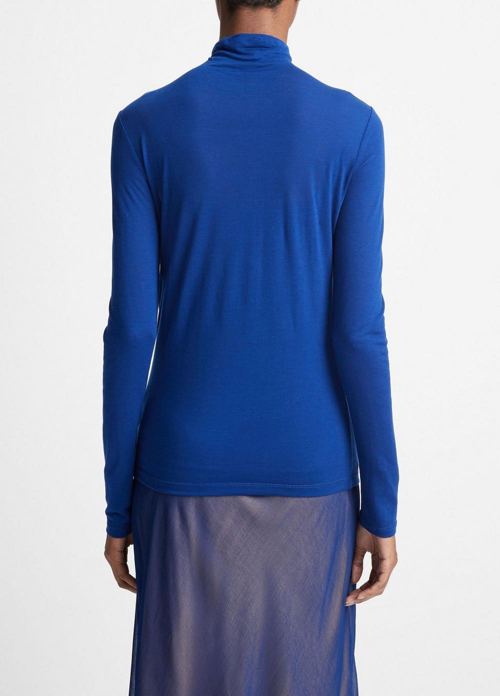 Sheer Long-Sleeve Turtleneck Top Product Image