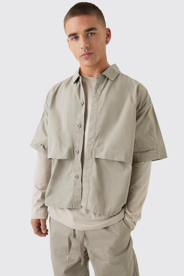 Oversized Boxy Pleat Front Peached Twill Shirt | boohooMAN USA Product Image