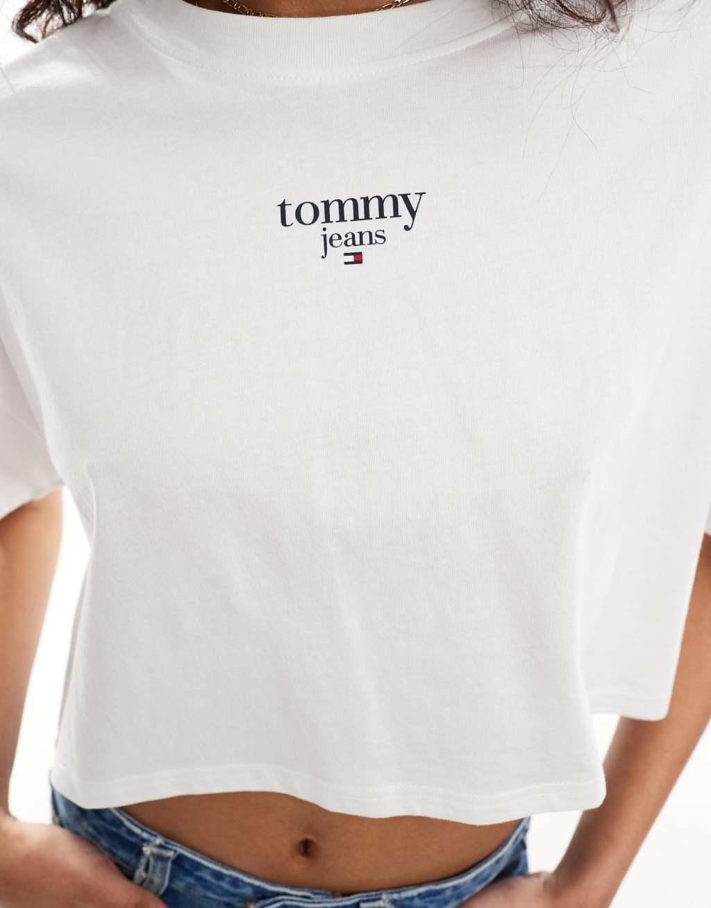 Tommy Jeans oversized crop logo t-shirt in white Product Image