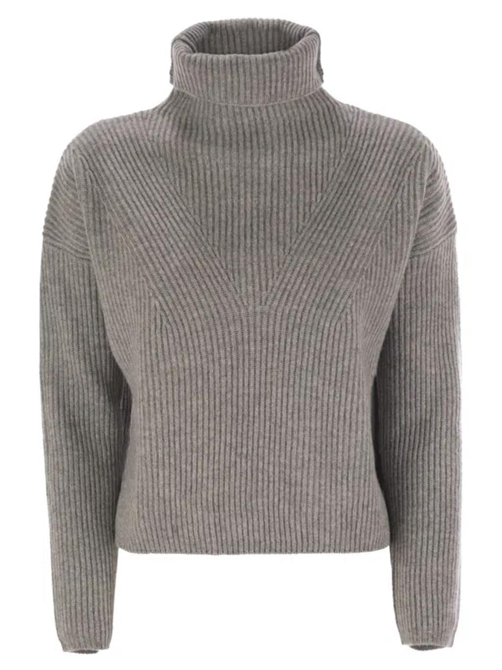 MAX MARA Studio Golia - Wool And Cashmere Turtleneck Sweater In Light Grey Product Image