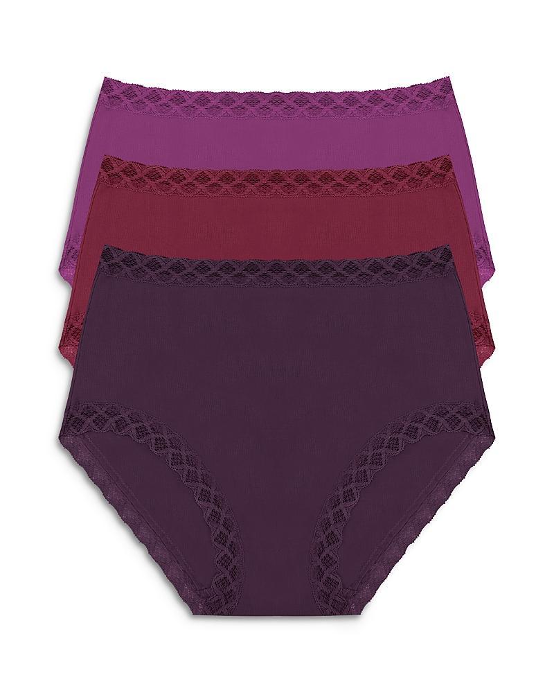 Natori Bliss Lace Trim High Rise Brief, Pack of 3 755058MP - Vino/crushed Velvet Product Image