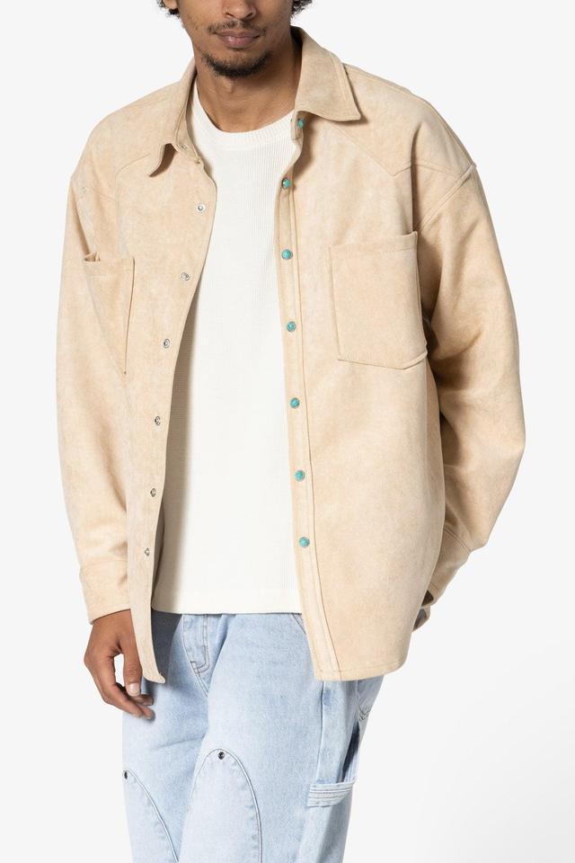 Sand Suede Button Up Jacket - Tan Product Image