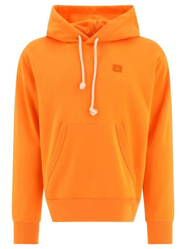 ACNE STUDIOS Face Logo Patch Drawstring Hoodie In Orange Product Image