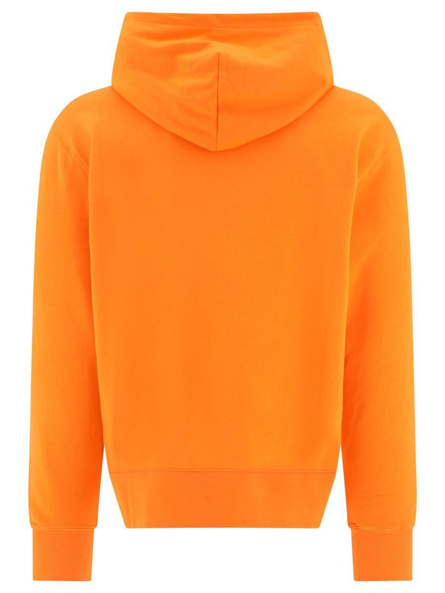 ACNE STUDIOS Face Logo Patch Drawstring Hoodie In Orange Product Image