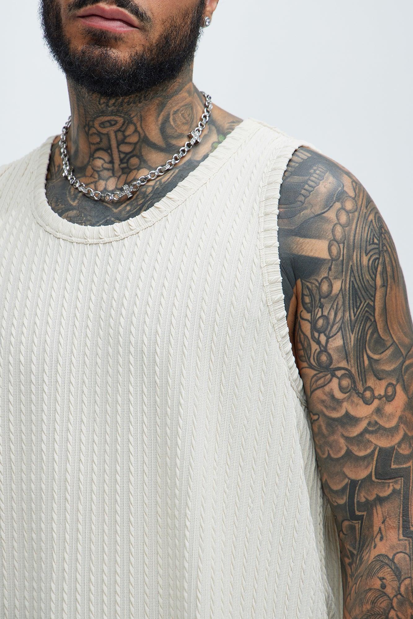 Rope Textured Tank - Cream Product Image