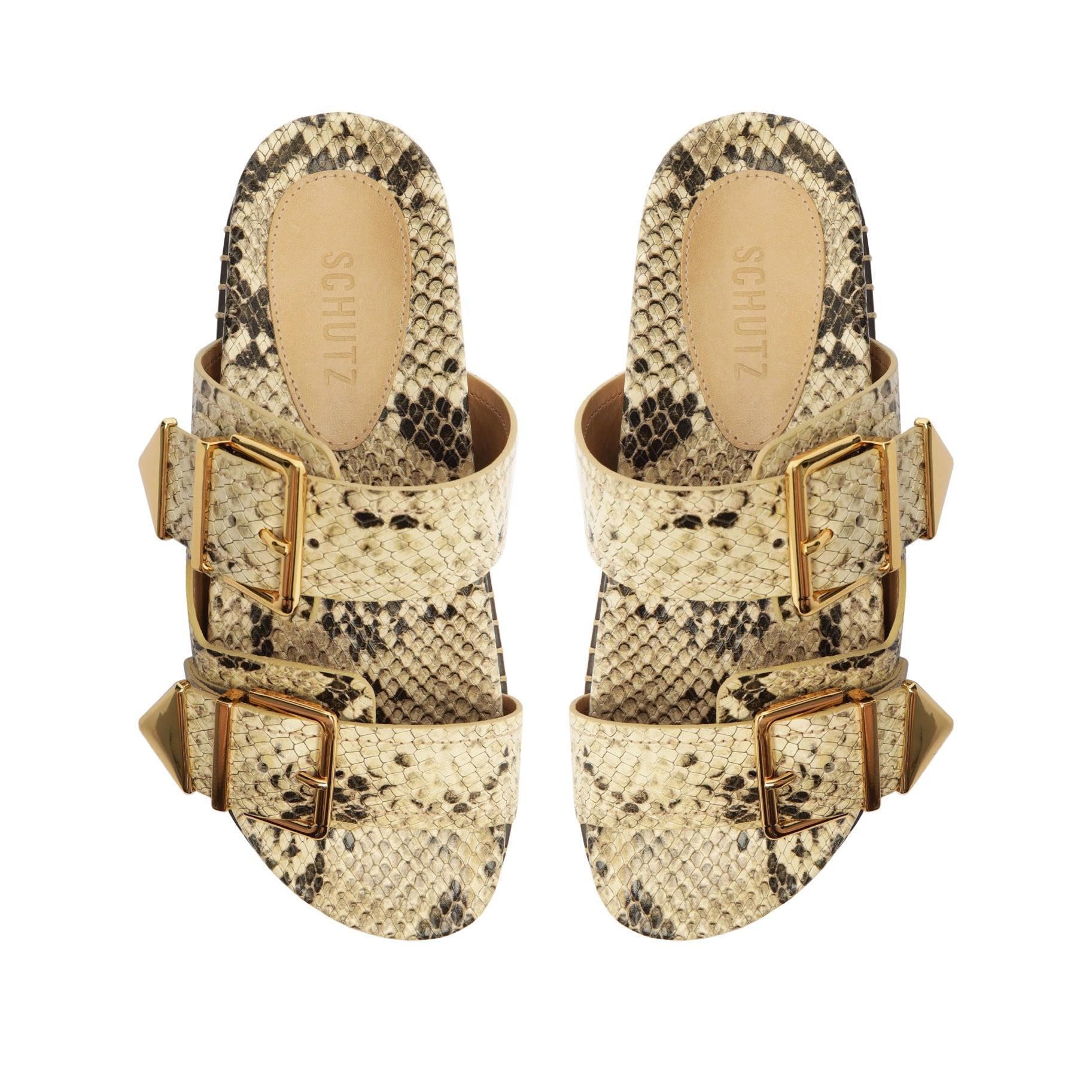 Naomi Sporty Snake-Embossed Leather Sandal Female Product Image