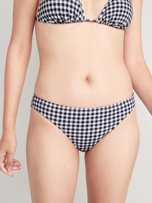 Mid-Rise Piqué Classic Bikini Swim Bottoms Product Image