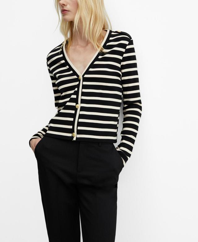 Mango Womens Buttons Detail Striped Cardigan Bro Product Image