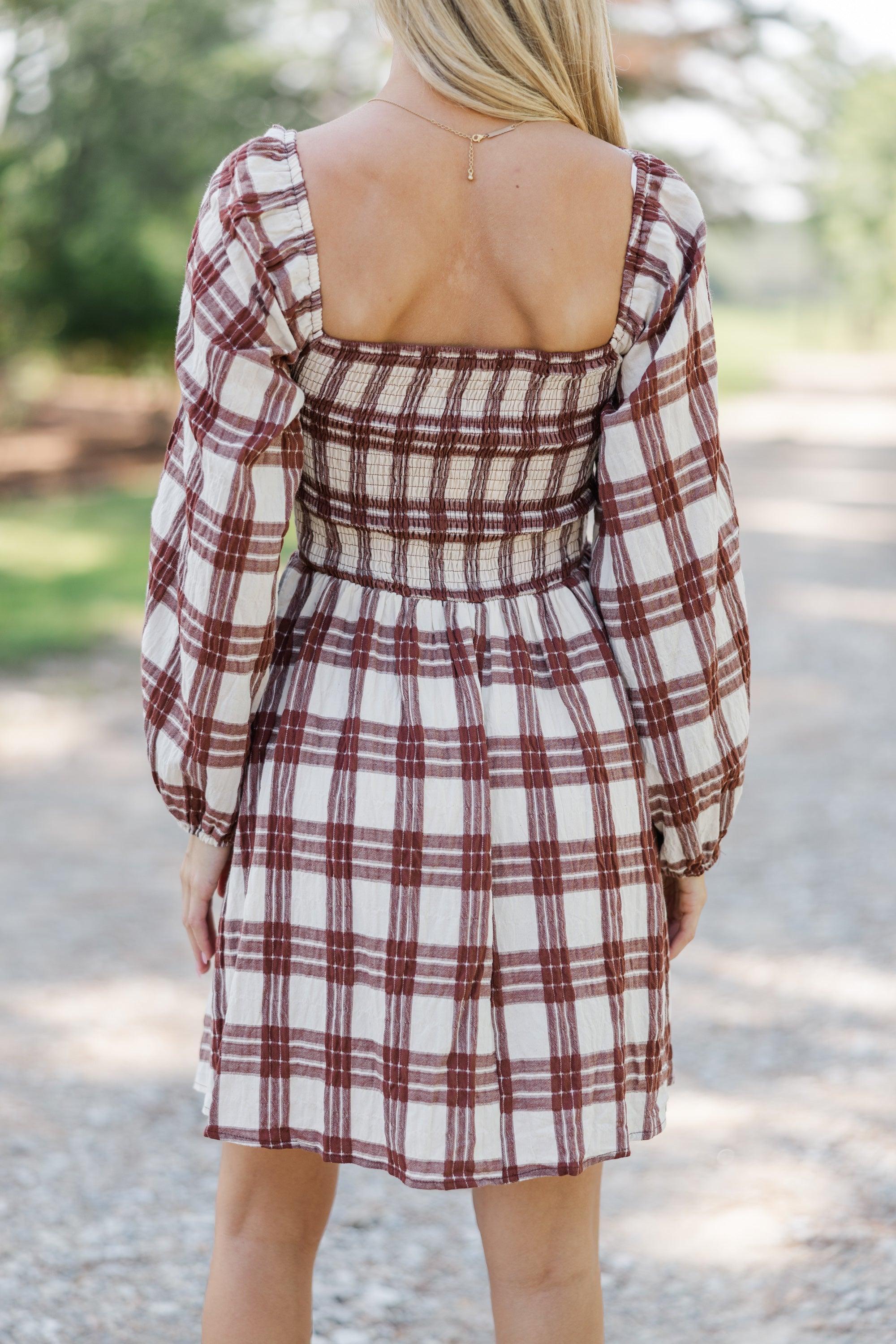 All That You Love Brown Plaid Dress Female Product Image