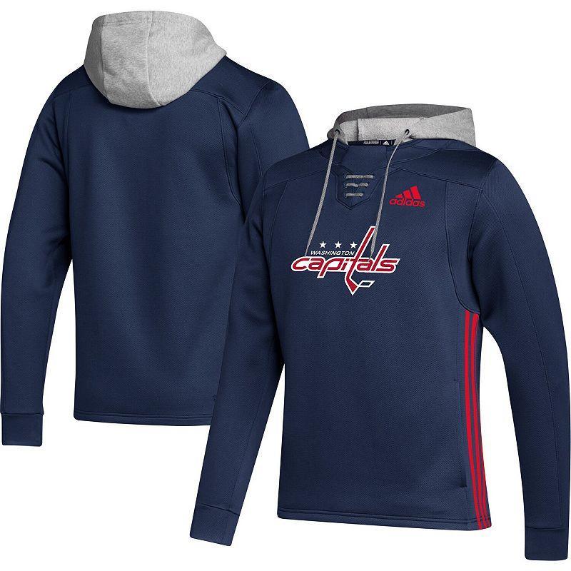 Mens adidas Washington Capitals Skate Lace Primeblue Team Pullover Hoodie Product Image