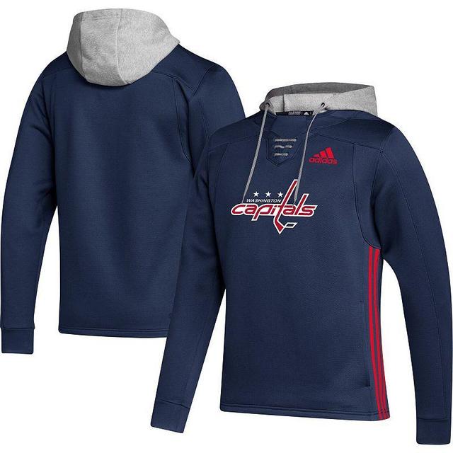 Mens adidas Navy Washington Capitals Skate Lace Team Pullover Hoodie Product Image