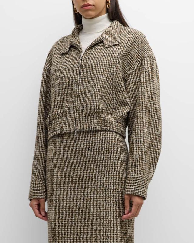 Harrison Stand-Collar Houndstooth Jacket Product Image