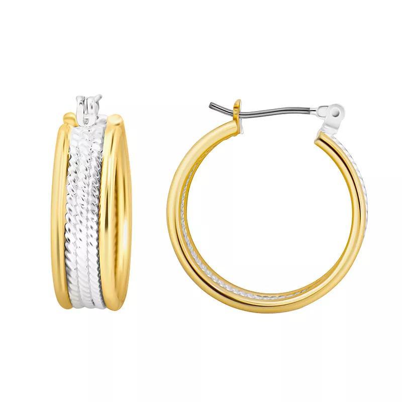 Twisted Hoop Earrings, Womens, Two Tone Product Image