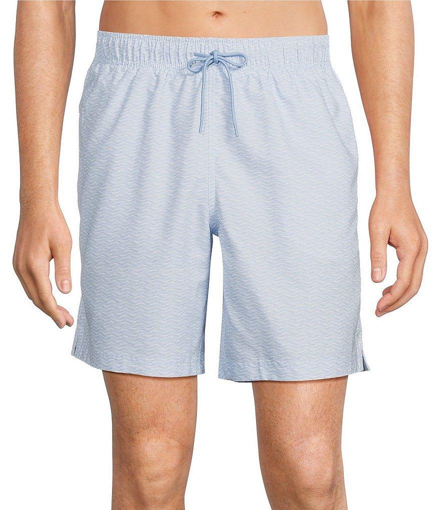 Roundtree & Yorke Textured Wave 8#double; Inseam Swim Trunks Product Image