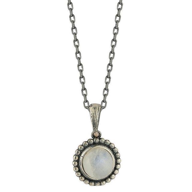 Sunkissed Sterling Oxidized Sterling Silver Stone Necklace, Womens Silver Tone Moonstone Product Image