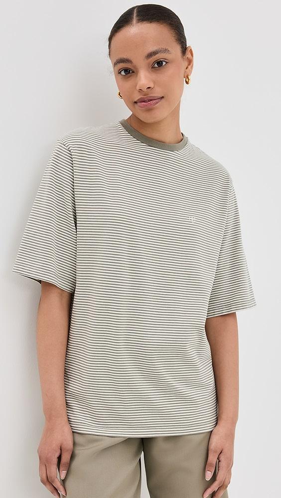 ANINE BING Bo Tee Olive and Ivory Stripe | Shopbop Product Image