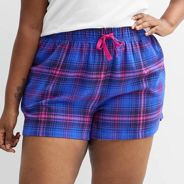 Plus Size Sonoma Goods For Life Flannel Boxer, Womens Blue Black Plaid Product Image