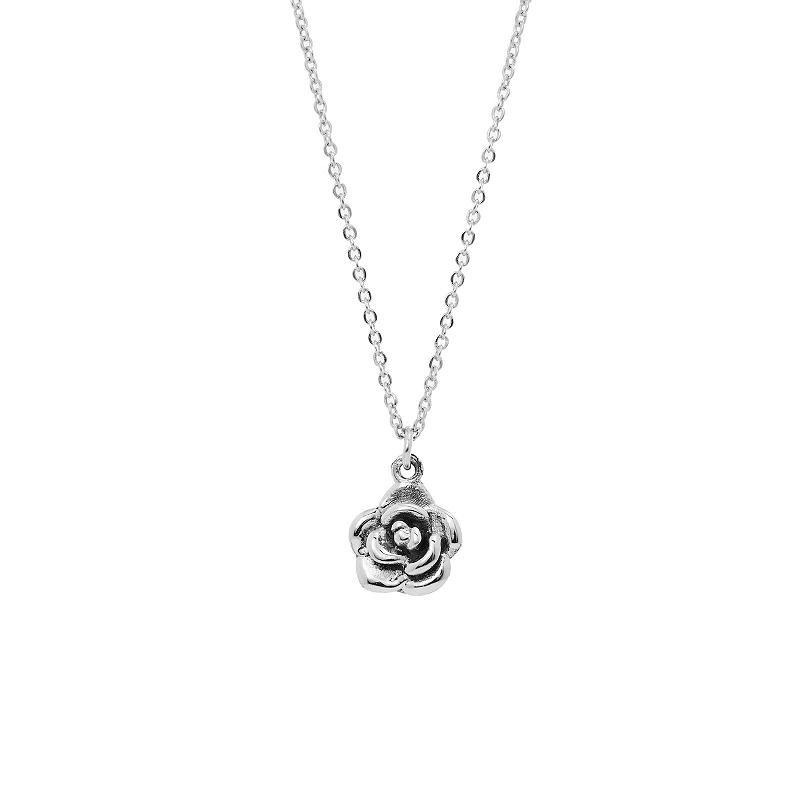 Main and Sterling Sterling Silver 3D Flower Pendant Necklace, Womens, White Product Image